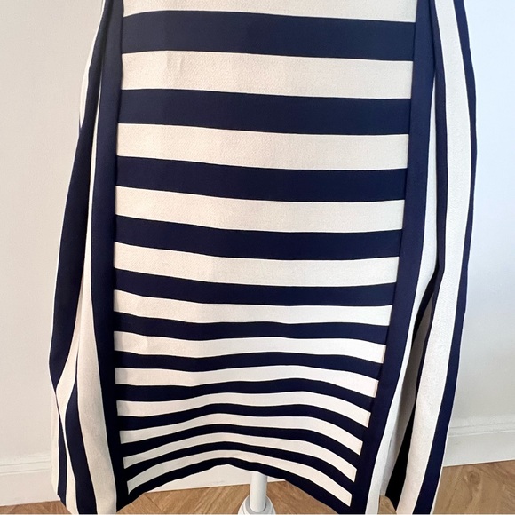 DKNY Navy and Cream Striped Fit and Flare Dress Size 4 - Picture 10 of 12